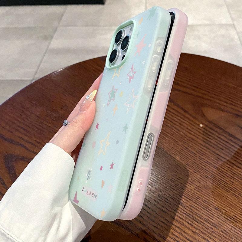 Patterned Matte Frosted Skin Feel Casing PC+TPU 2in1 Stars Printed Protective Cover Soft Back Case