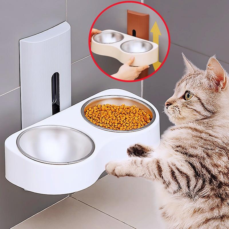 Dog Food Bowl Neck Protector Dog Bowls Adjustable Height Double Bowls for Dogs Feeding Detachable Cat Water Bowl Pet Feeder