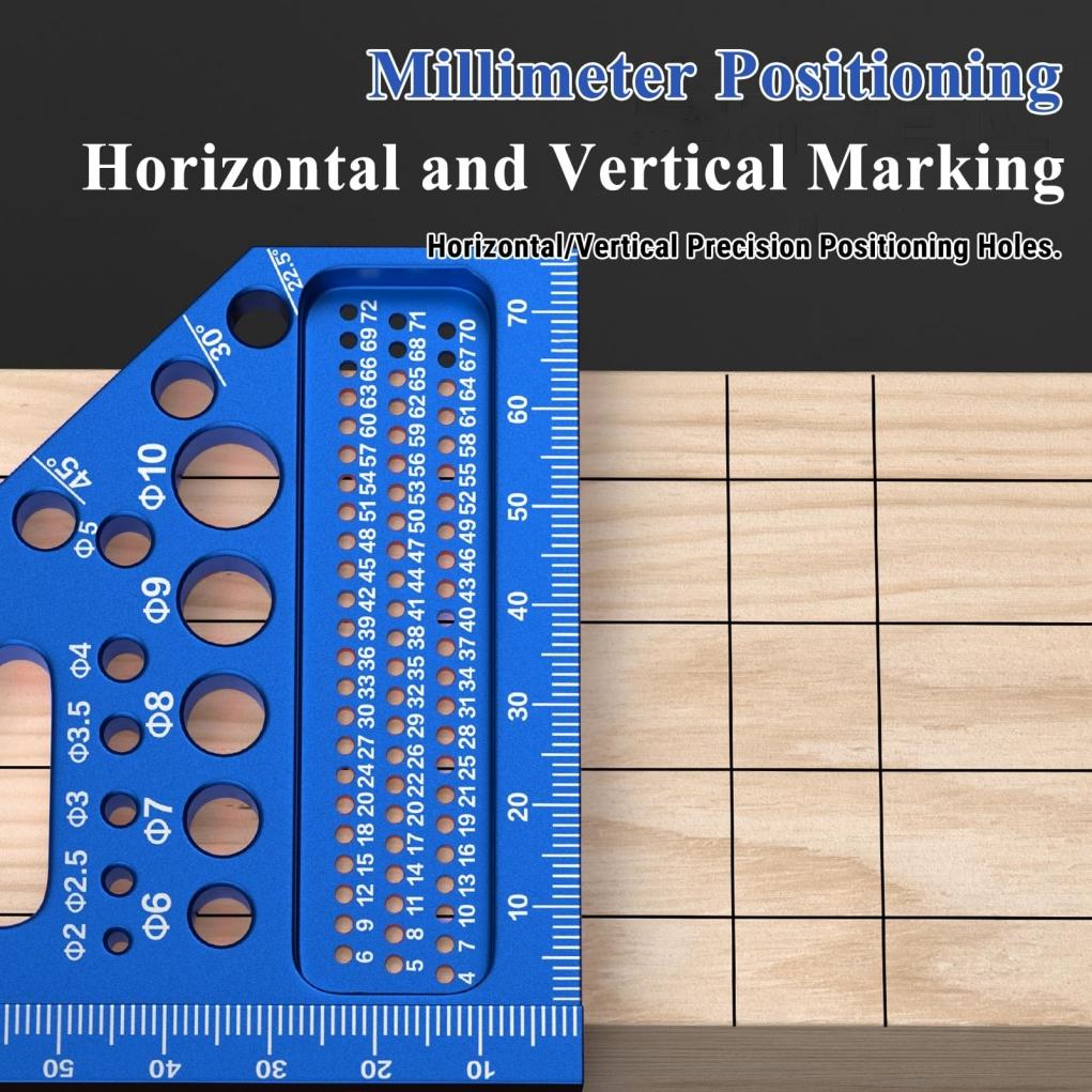 3D Aluminum Ruler Multi-Angle Measuring Tool Drilling Guide
