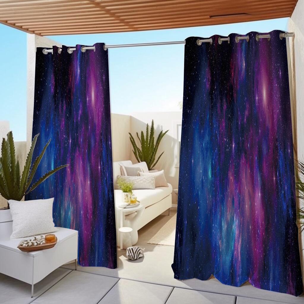 

1 шт. наружные водонепроницаемые масляные шторы, современные солнцезащитные шторы с красочным принтом галактики и звезд в стиле вселенной для гостиной W138X214H(cm) 1PC&Grommet top