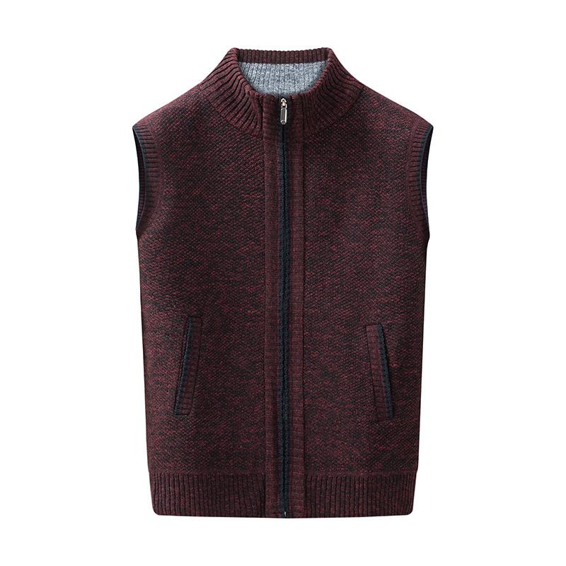 Men's Autumn And Winter New Style Sweater Vest Cardigan Knitted Loose Casual Sleeveless Fleece Lined Waistcoat Top