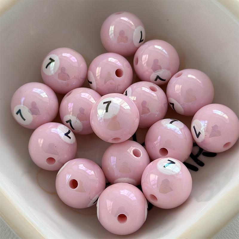 1Pc 16Mm Round Acrylic Big Hole Billiards Ball Loose Spacer Beads For Jewelry Making Diy Handmade Bracelet Findings