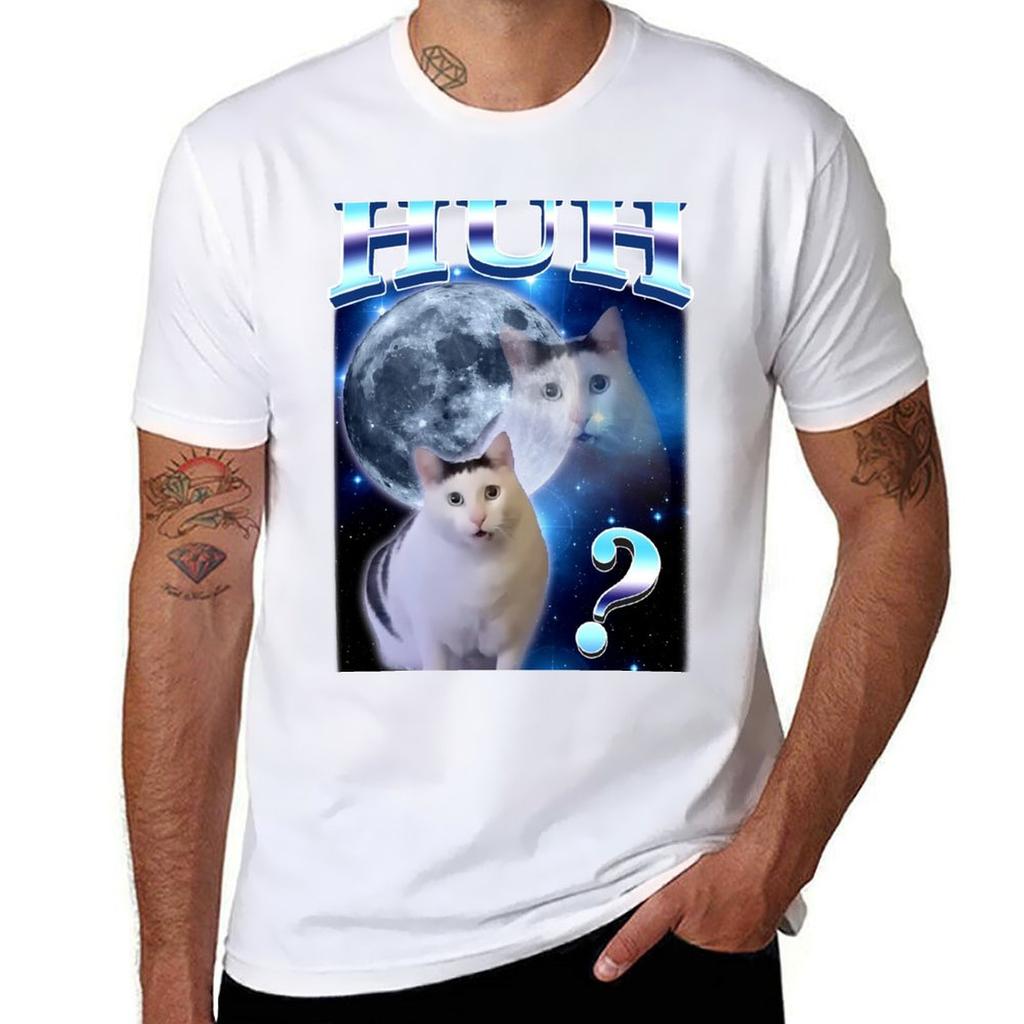 Huh Cat Funny Dank Meme Moon Tshirt T Shirts For Man Pack Cotton Tshirt