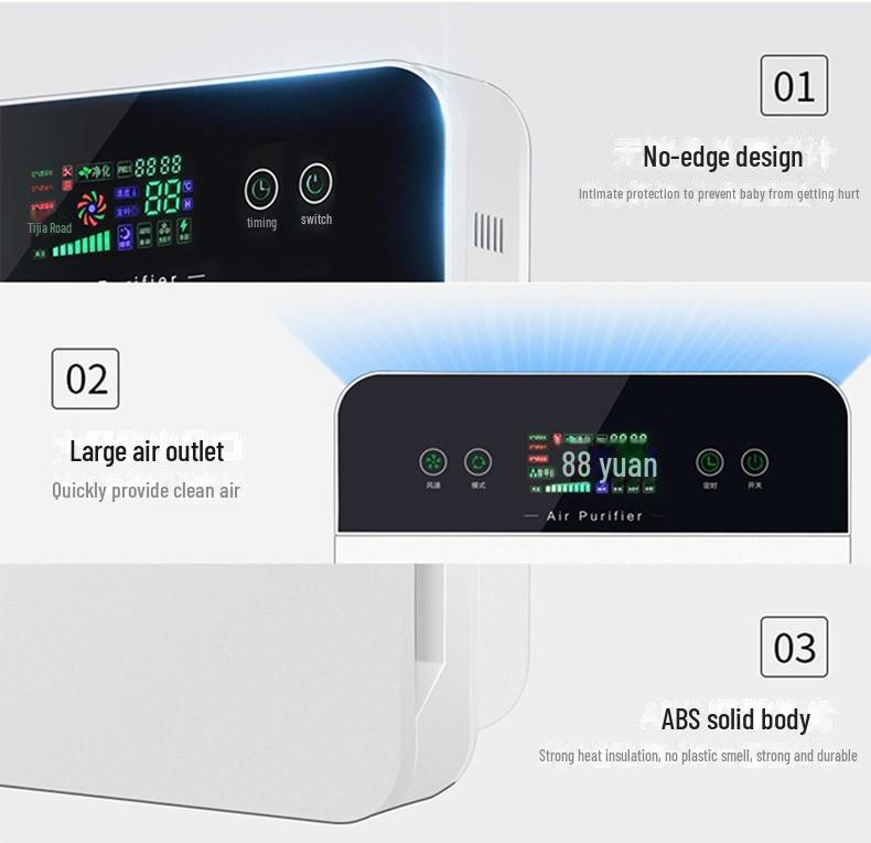 Home Air Purifier for Formaldehyde and Smoke Odor Removal with Negative Ion Technology