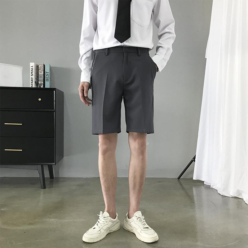 

FGHJ новые летние мужские шорты, свободные прямые повседневные деловые дышащие эластичные однотонные модные брюки 36 темно-серого