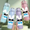 1PC Bunny Rabbit Sunglasses Cool Print 750ml Color Plastic Sports Water Bottle Leakproof Flip Straw Lid Suitable for Sports Office Home Use