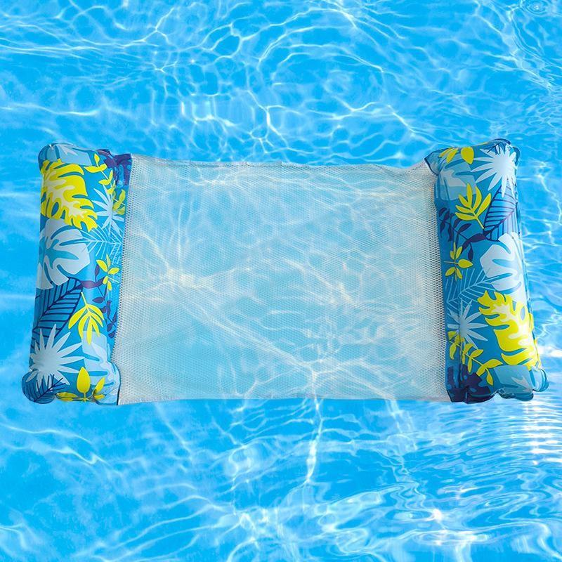 Water Hammock Swimming Mattress Inflatable Pool Deckchair with Net 130x70cm