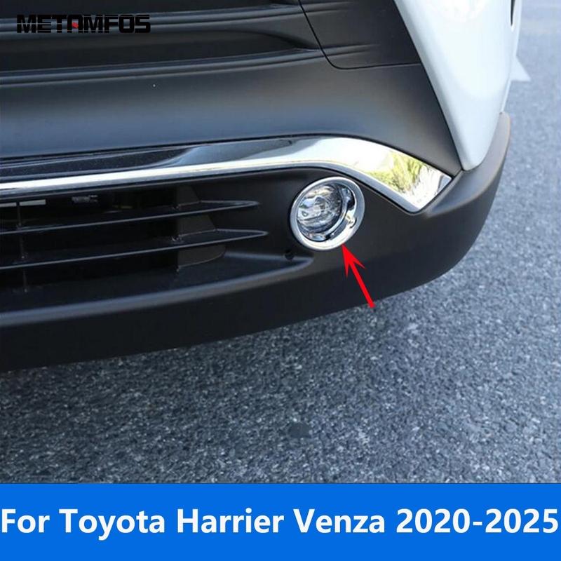 Front Fog Light Lamp Cover Trim For Toyota Harrier Venza -2024 2025 Chrome Foglight Protector Bezel Accessories Car Styling