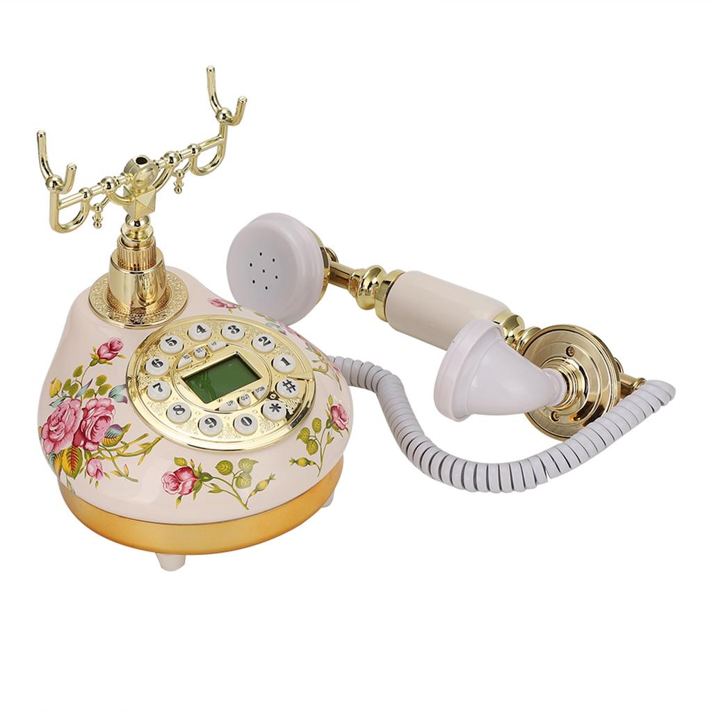 MS-9100 Round Base Ceramic European Rose Retro Telephone for Automatic Detection To FSK DTMF