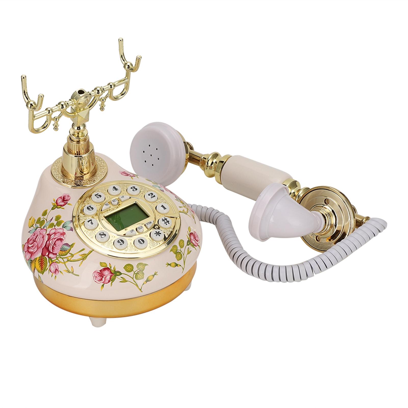 

MS 9100 Round Base Ceramic European Rose Retro Telephone for Automatic Detection to FSK DTMF Caller ID