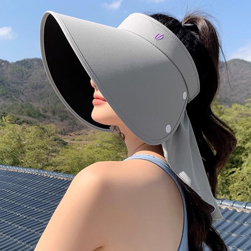 Big brim sun protection hat women's summer UV protection full face ice silk neck protection shawl sun hat