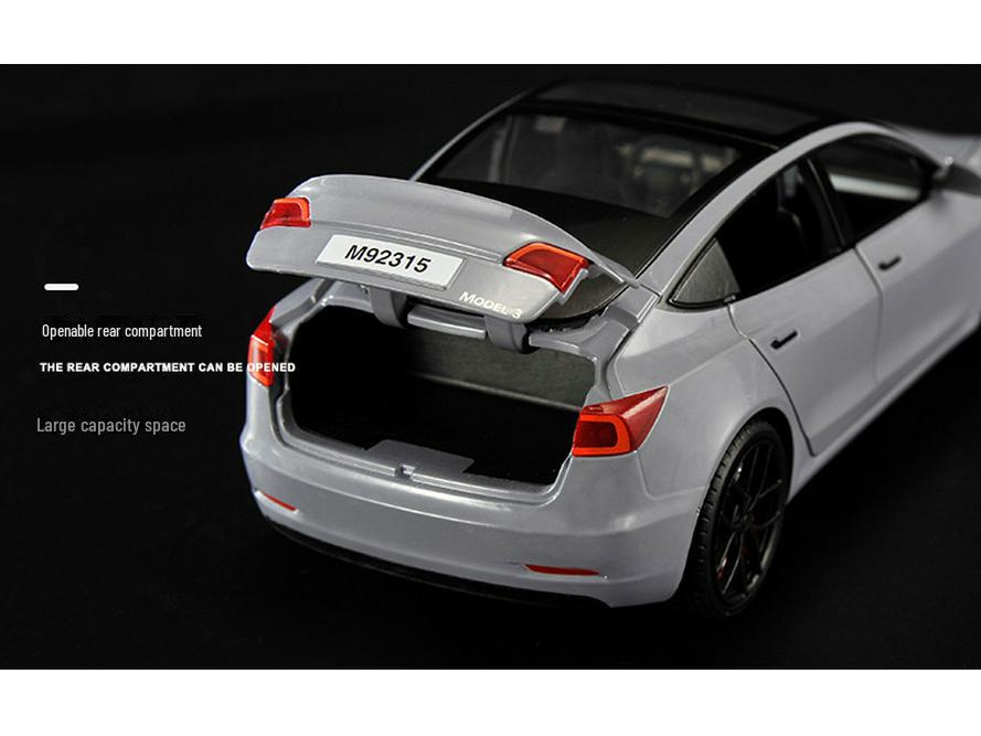 1:24 Tesla Model 3 Alloy Toy Car with Sound, Light, and Openable Doors