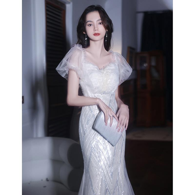 French Evening Dress Dress Female Banquet Temperament Sequined Fishtail Dress Fairy Dress Long Dress Niche Birthday Party Dress