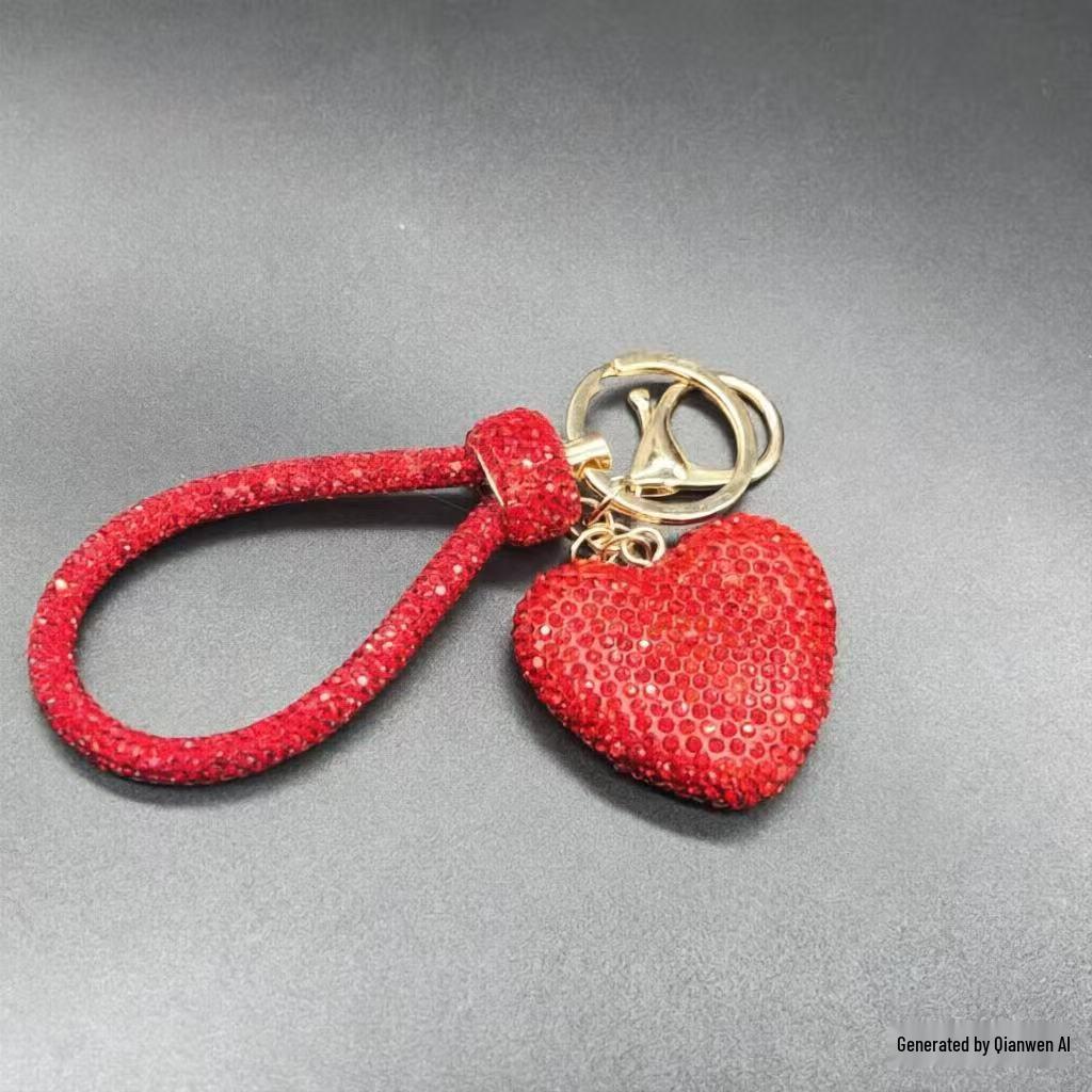 Women's Heart-Shaped Diamond Keychain - Valentine's Day Bag Pendant
