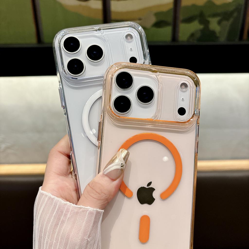 Trendy Acrylic Colorful Clear Magnetic Case For iPhone 17 Air AI Camera Button 16 15 14 Pro Max Fashion Cover Strong Protection
