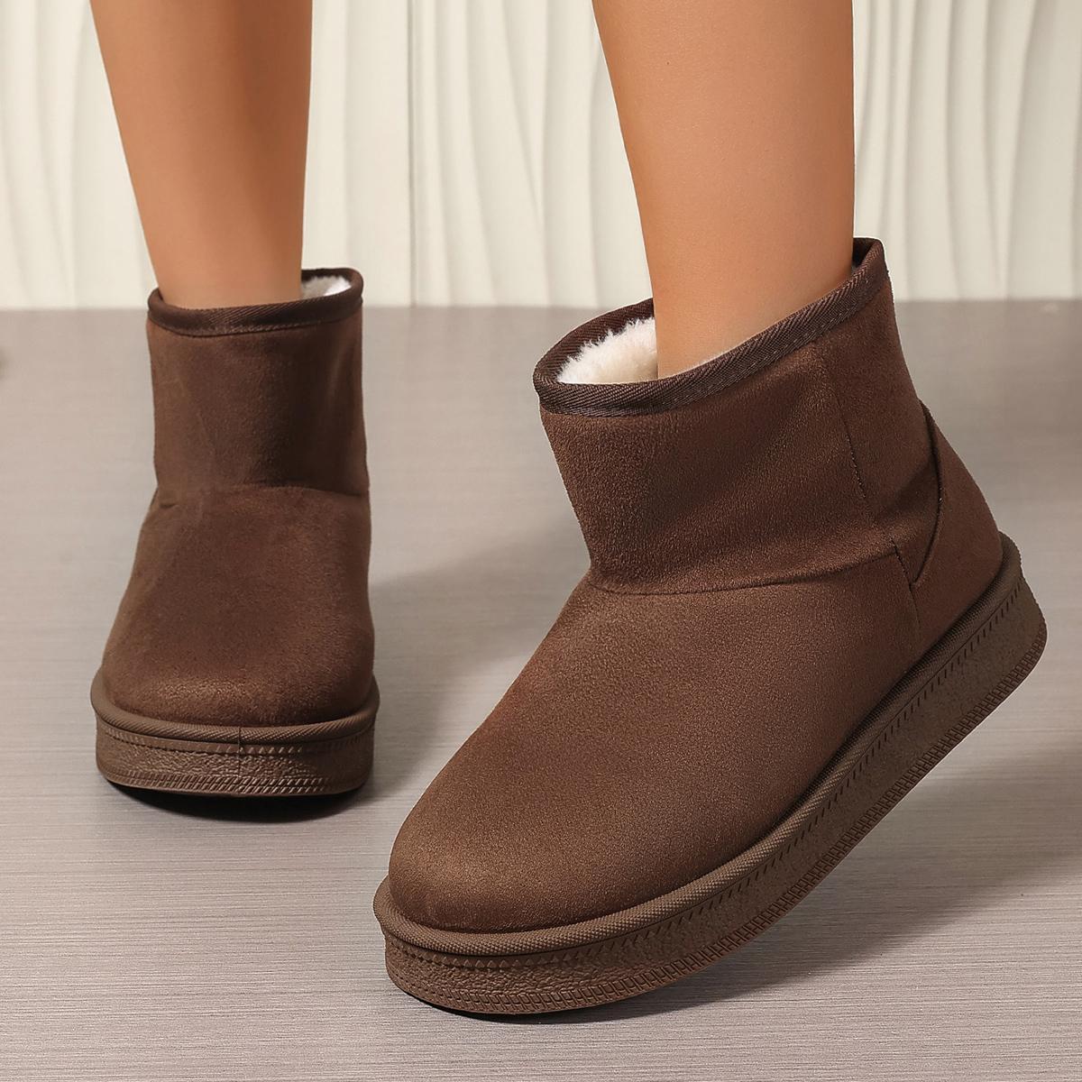 

Модные женские толстые теплые плюшевые зимние сапоги зима 2024 повседневные ботильоны на платформе женские удобные нескользящие хлопковые туфли женские 42 коричневый