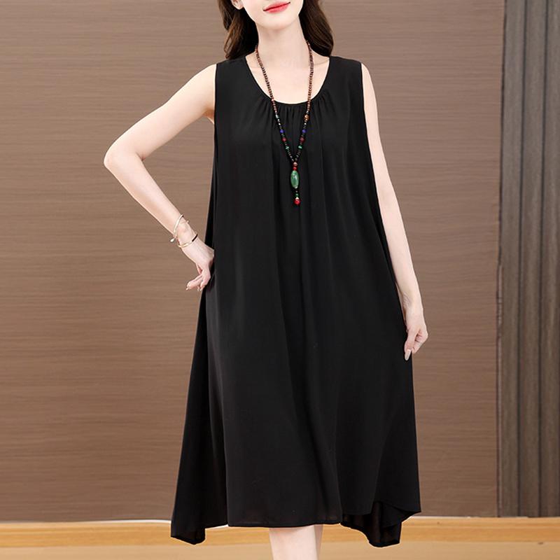 Elegant Woman Summer Dress Casual Loose Plus Size Sleeveless Dresses Female Clothing