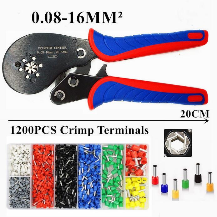 Ferrule Crimping Pliers 0.08-16mm² Professional Ferrule Crimping Tool Kit VXC9 16-6 Precision Wire Clamp Crimper Terminal Set