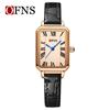 Ofns Waterproof Women's Watch with Bamboo Pattern Strap Square Dial Niche Design Casual Daily Dress Wristwatch for Ladies