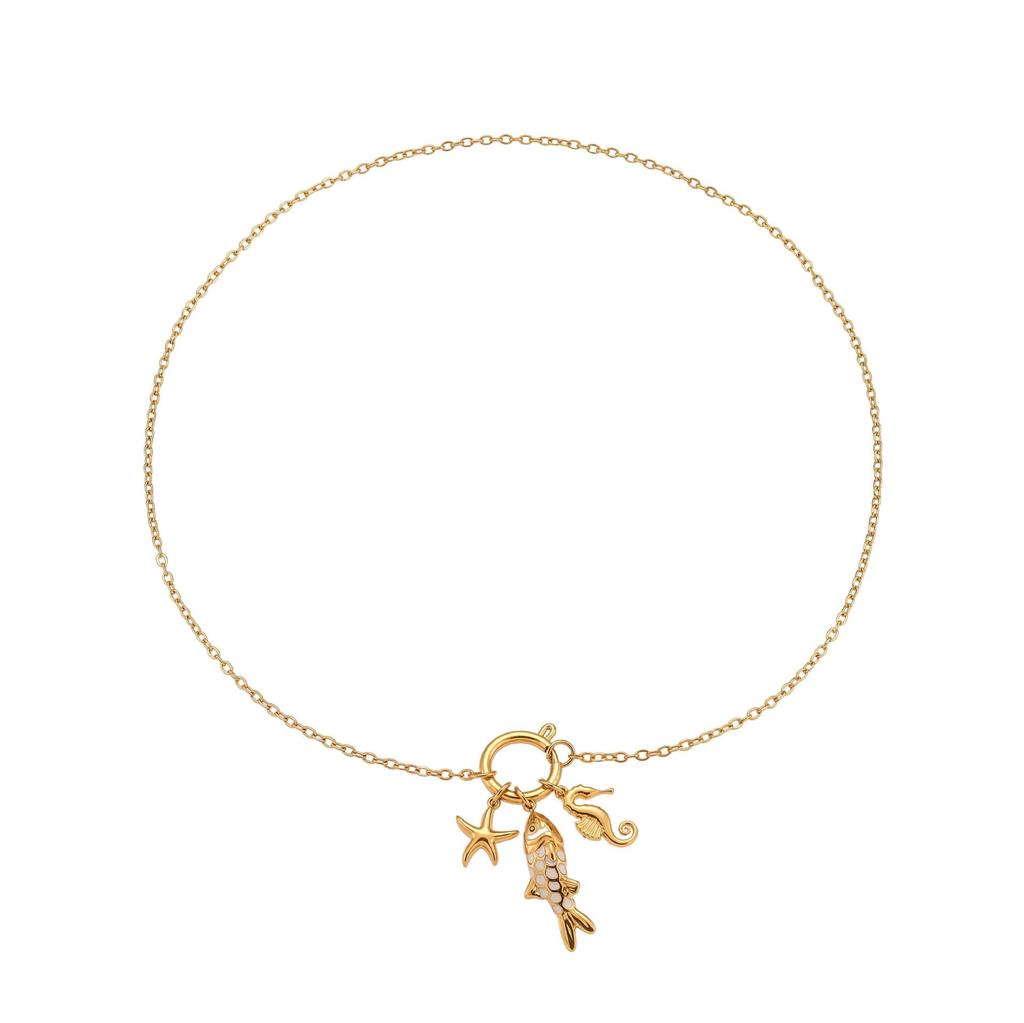 Gold-Plated Stainless Steel Fish Pendant Necklace - Ocean Style Jewelry