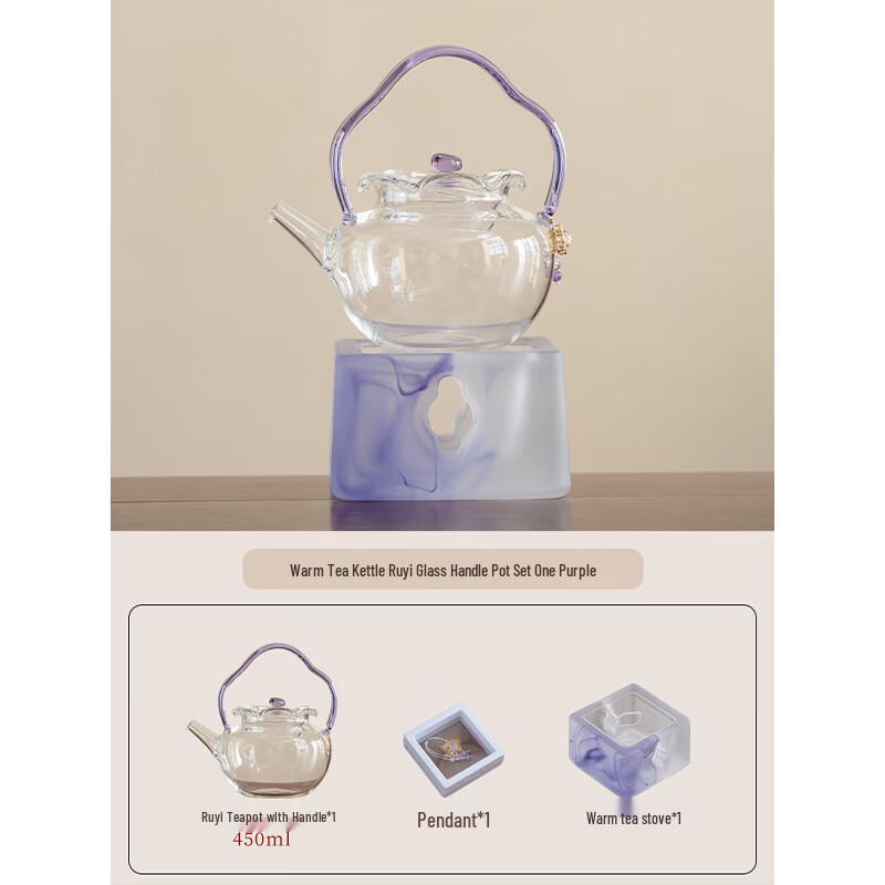 Chinese Style Glass Teapot and Ceramic Teacup Set