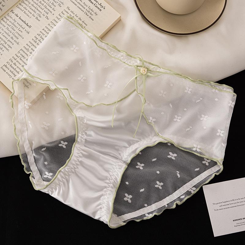 Ladies Spring and Autumn New Chinese Bow Sexy Lace Comfortable Cotton Crotch Panties