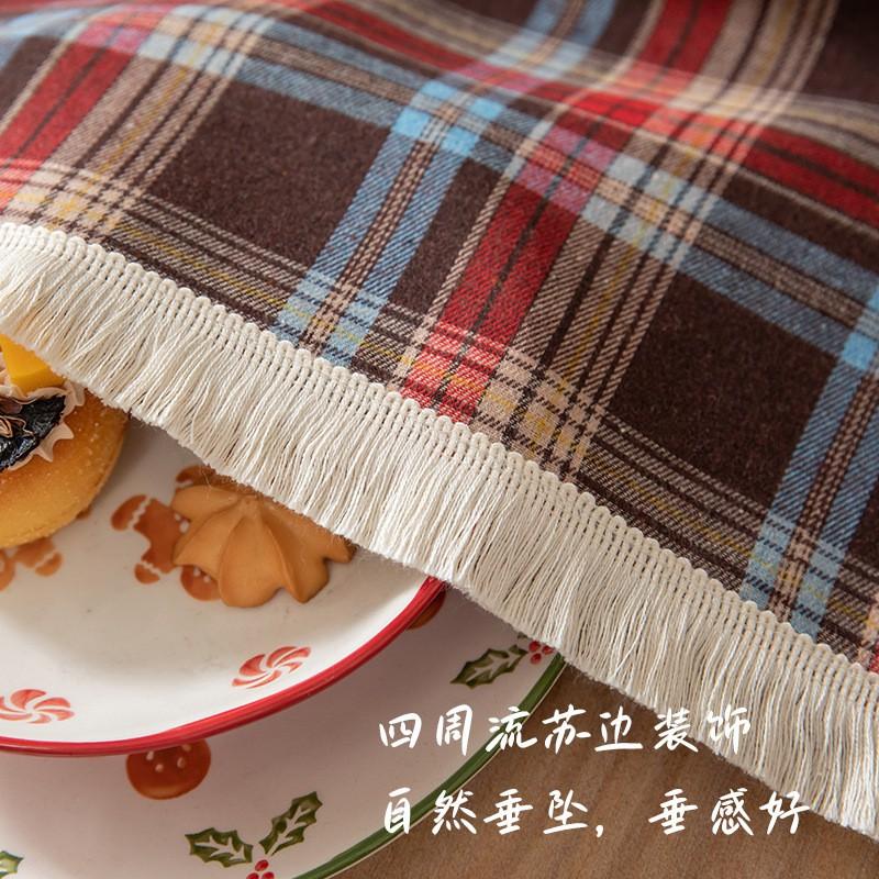 Rustic Plaid Tablecloth Dining Table Christmas Decor Picnic Cafe Home Dcor Cotton Blend