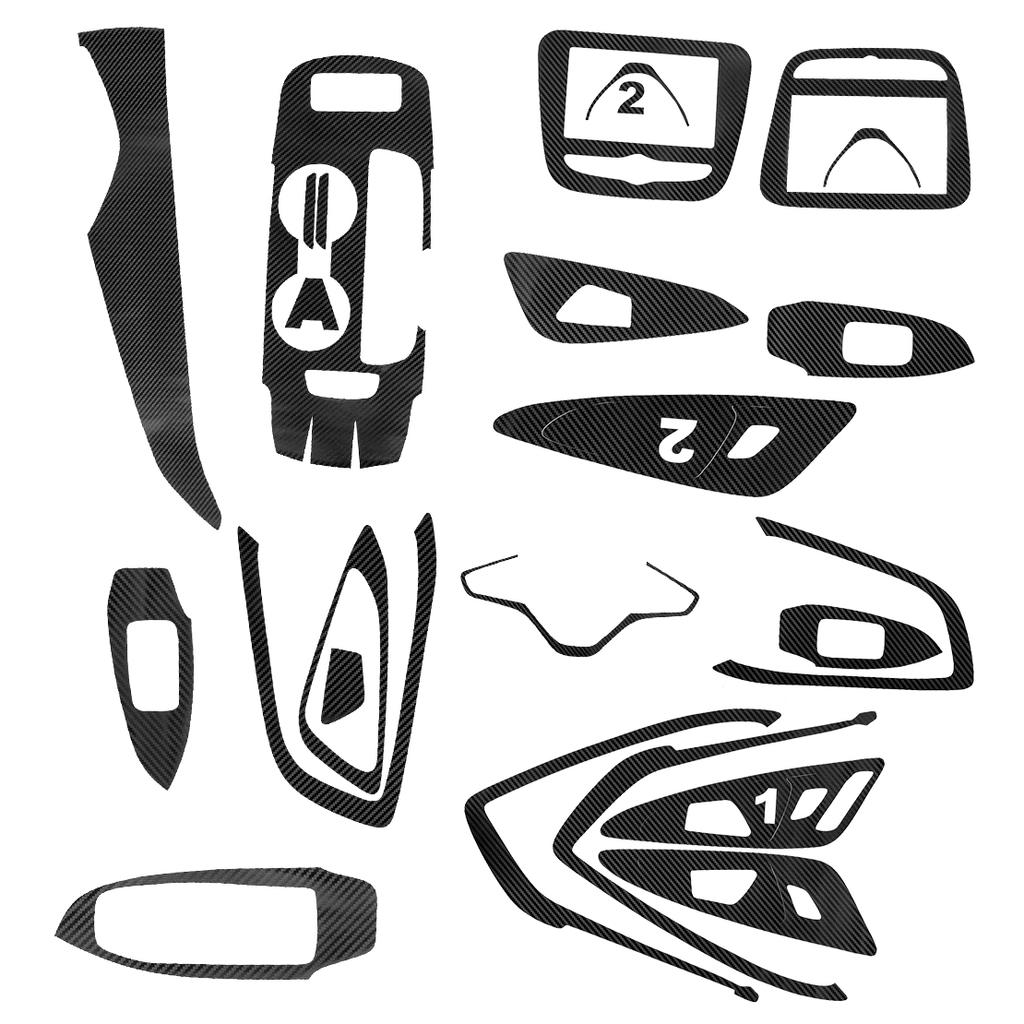 3D/5D Schwarzer Auto-Innentürgriff-Schalttafel-Aufkleber, Kohlefaser-Stil, LHD, passend für Chevrolet Malibu 2016 2017