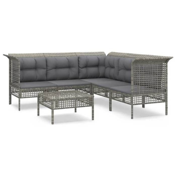 VidaXL Garden Lounge Set with Cushions 6 Pcs, Patio Furniture Set, Outdoor Furniture, Patio Sofa, Modern, 3187514