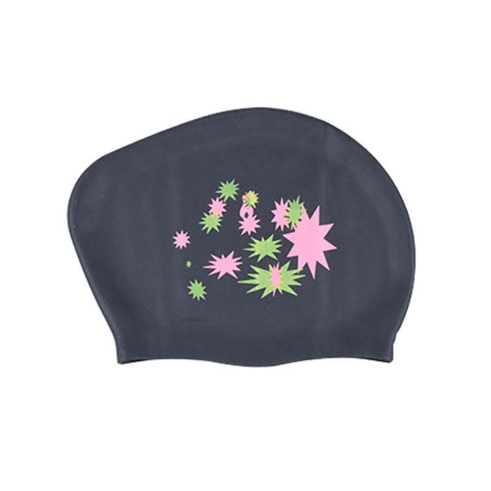 

Large Size Long Hair Swimming Cap Star Pattern Swim Gear Fashionable Silicone Swimming Cap Adult чорний