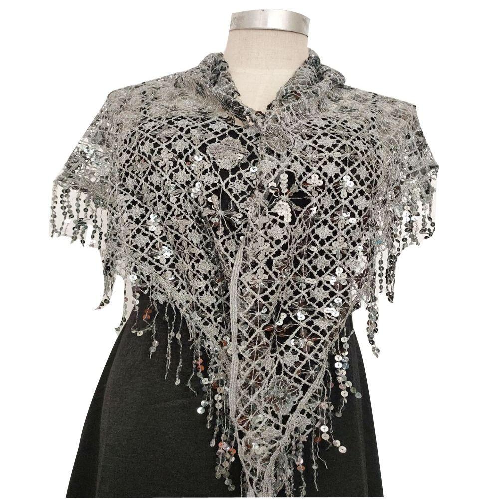 Sequins Sequins Tassel Shawls Tassels Belly Dancing Scarf Triangle Shawl  Banquet Evening Dresses