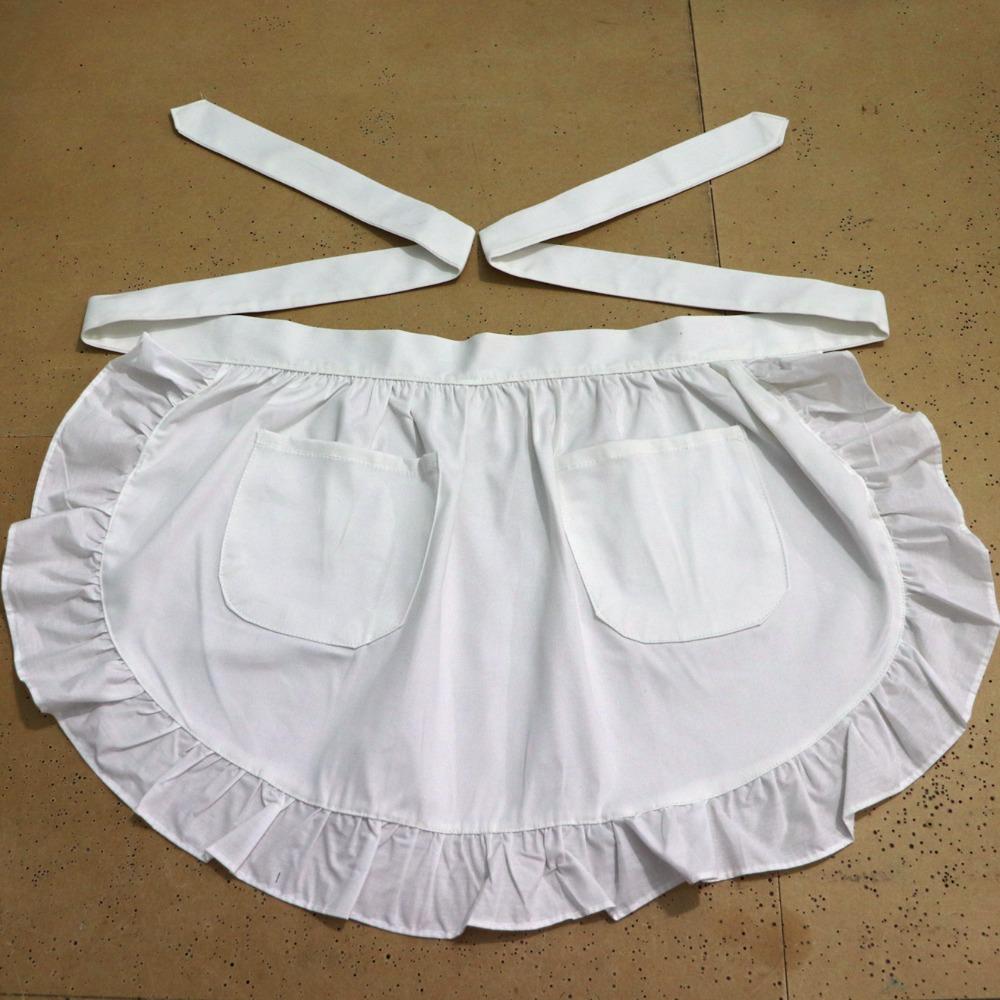 Dual Pockets Maid Apron European Style Kitchen Apron Art Studios Cooking Half Apron  Hotel
