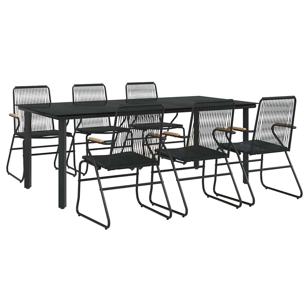 Vidaxl 7-Piece Garden Furniture Set, Black, PVC Rattan