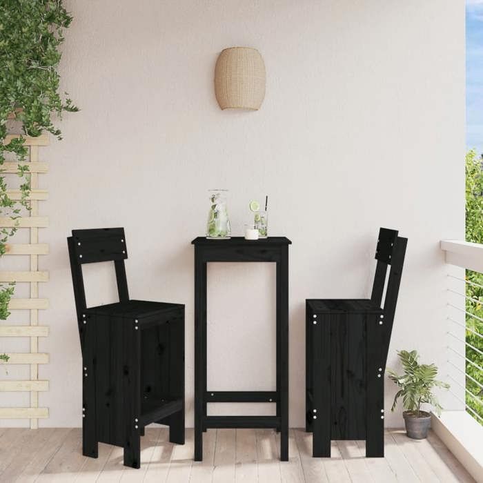 VidaXL Set of 2 Bar Stools, Pub Chair, Bistro Seat, Terrace Furniture Balcony Patio Garden Outdoor, Black 825363