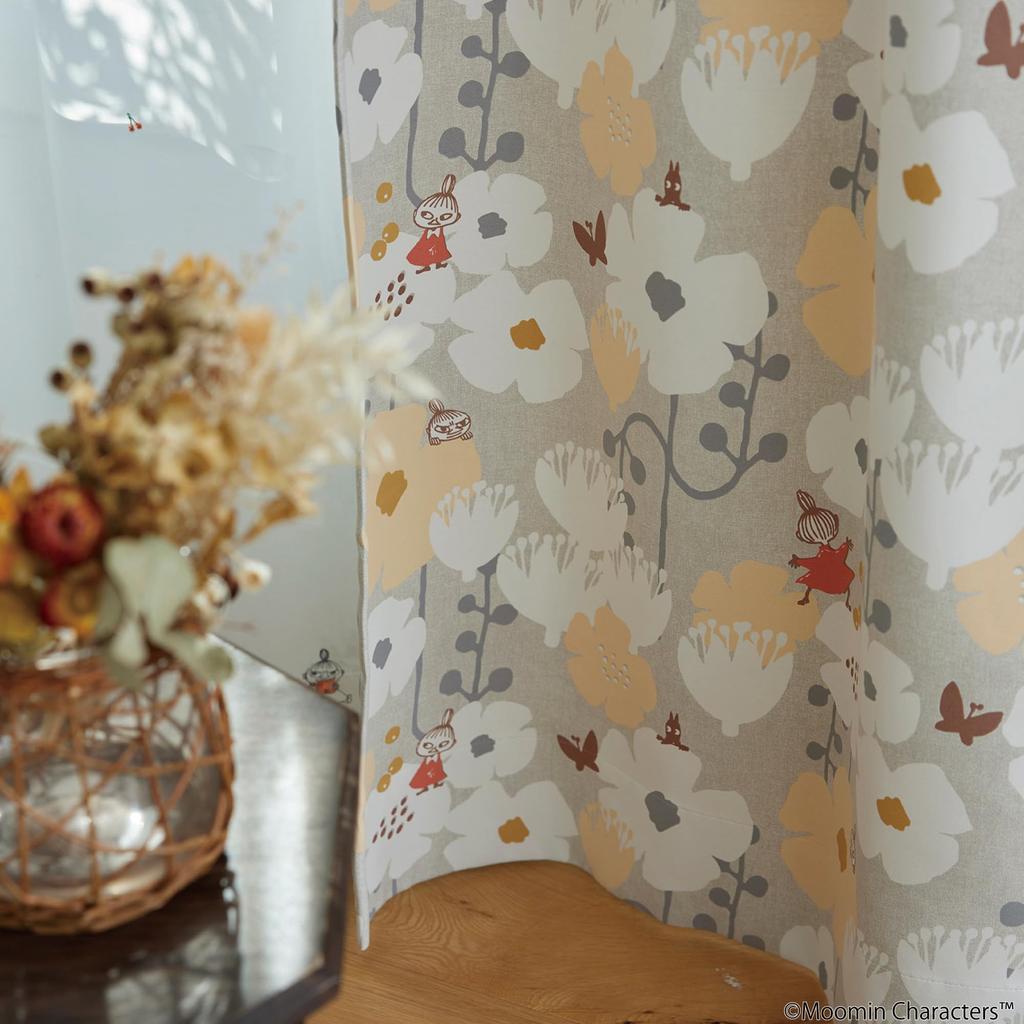 Suminoe MOOMIN Tiny Flower Curtain, Drape, 1 panel, 100 x 178 cm, GR 323-76006