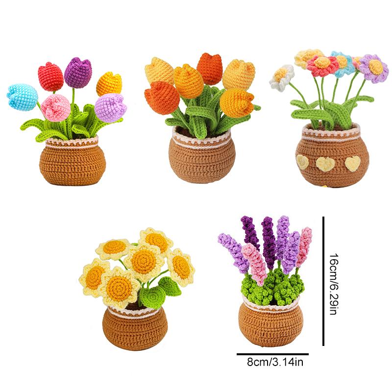 Handgestrickte Blumen Häkel-Starterset mit Baumwollgarn Häkelmarkierer DIY Bastelzubehör Handgefertigtes Material Werkzeugset