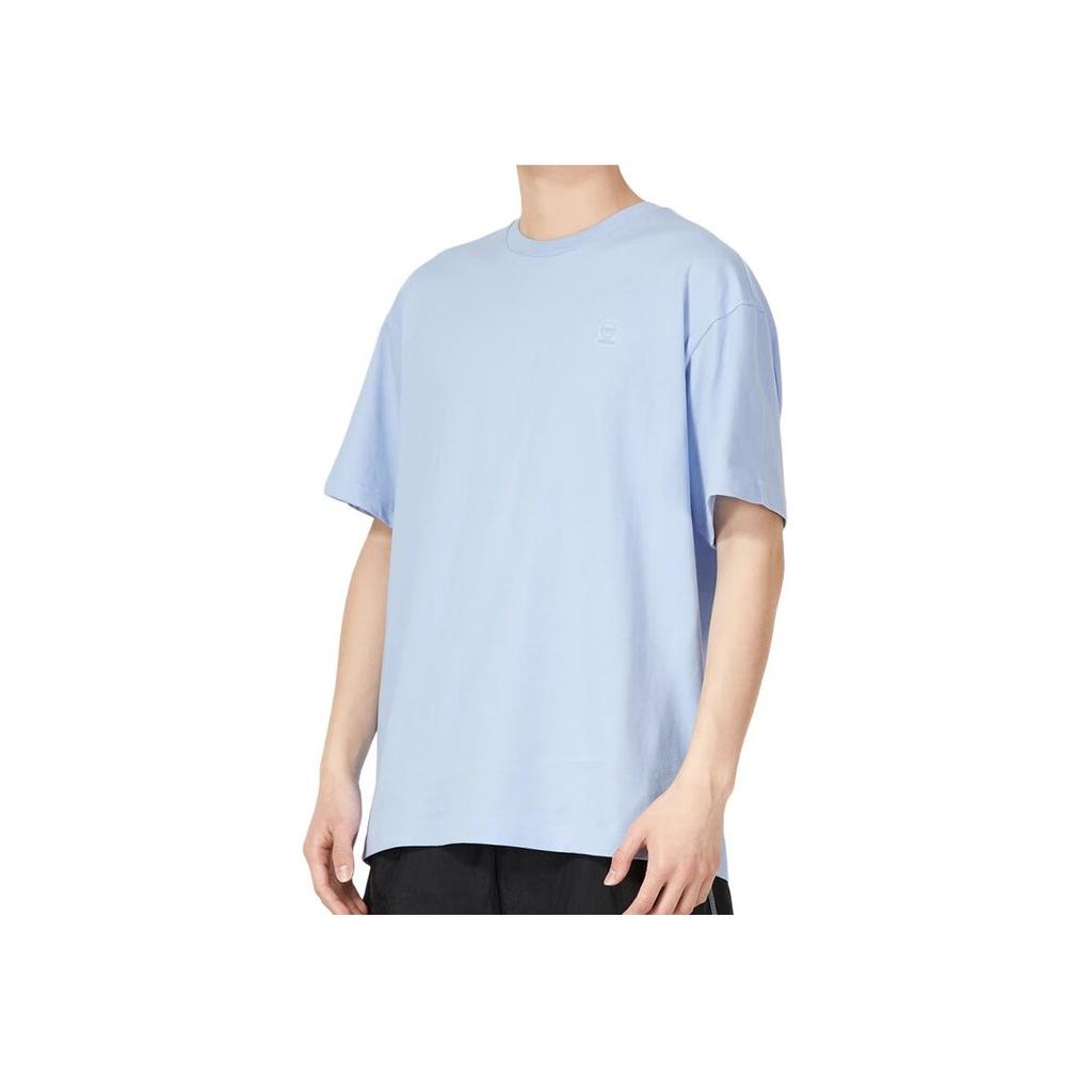 Adidas Solid Color Crew Neck Pullover Short Sleeve T-Shirt Men Tops Sky-Blue IB7678