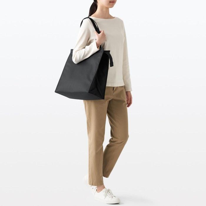 [MUJI] Polyester Shopping Bag Small/with Cooler Pocket Black 12052210