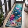 Ocean Jellyfish Coral Tropical Fish Print Runner Rug,Hallway,Kitchen,Bedside,Washable Runner Rug,Home Decor Present