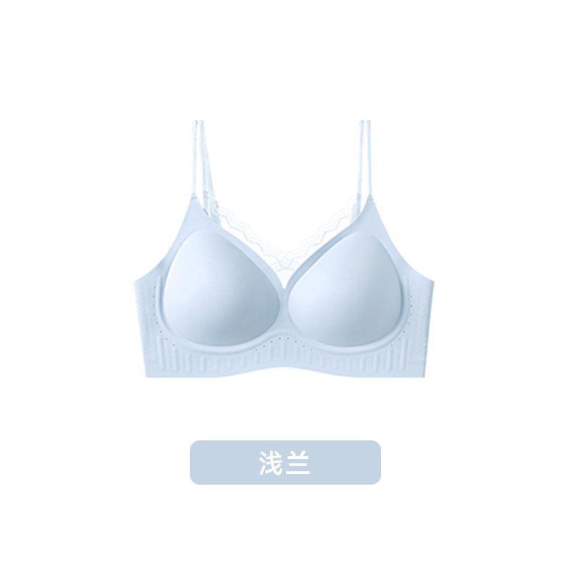 Traceless breathable jelly strip soft support underwear women's three-dimensional fit lace thin shoulder strap beautiful back bra