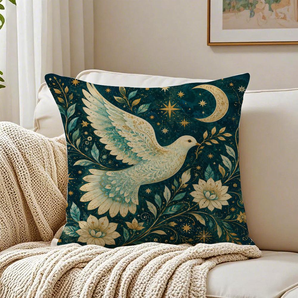 Peace Dove White Bird Cushion Cover Breathable Short Plush Cushion Covers Machine Washable WrinkleResistant Soft Durable