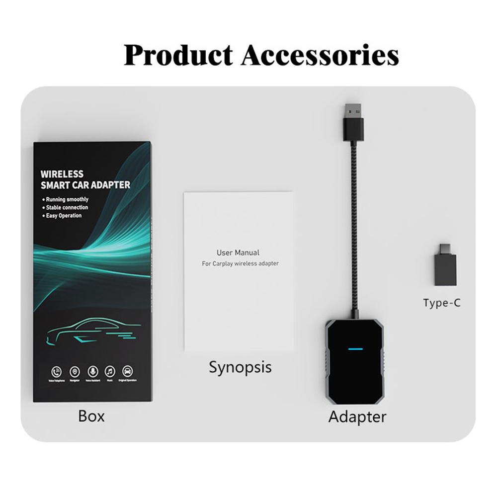 PL7 USB Wired to Wireless CarPlay Adapter Box Quad-Core A53 Processor Bluetooth-compatible 5.0/WiFi 5.8 Converter