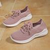 Ladies Flying Woven Mesh Sneakers Breathable Light Soft Sole Lace Up Casual Walking Sports Running Shoes Daily Footwear Suitable