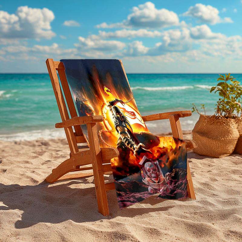 1pc Mortal Kombat4 Beach Towel, Comfortable and Thick, and Swimming/Bath/Picnic/Camping Towel, Suitable for Seaside Beaches