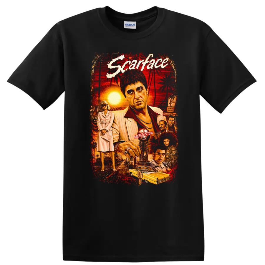 Scarface Vintage Movie Artwork T Shirt Cool Graphic Tee for Movie Fans
