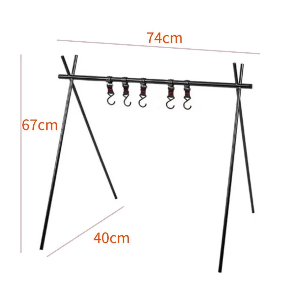 Outdoor Folding Camping Hanging Rack Shelf Top Plate with Hook Triangle Storage Hanger Picnic Cookware Pot Pan Hanging Rack