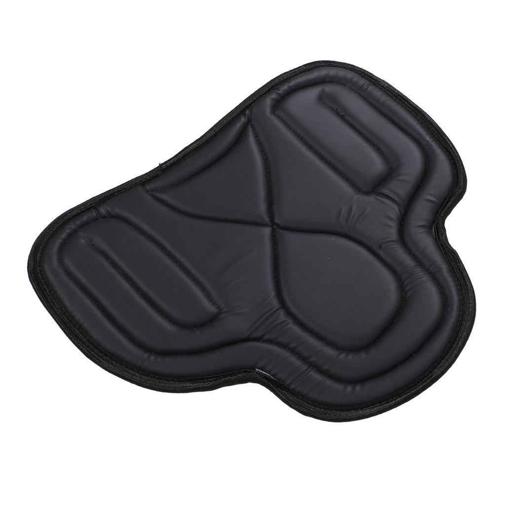 Saddle Pad PU Leather Close Fit Shock Absorbing Thickened Breathable Western Saddle Pad for Equestrian Riding Black