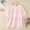 ZANZEA Women Summer Round Neck Casual Short Sleeve Blouse