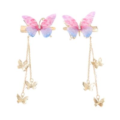 2PCS New Fashion Tassel Mesh Butterfly Hair Clips Lovely Gilr Hairpins Hair Accessories Barrettes For Kid Headdress