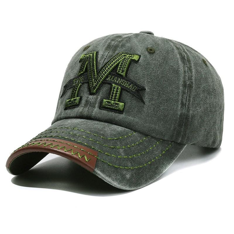 Unisex Distressed Embroidered Cotton Baseball Cap with Soft Brim for Sun Protection